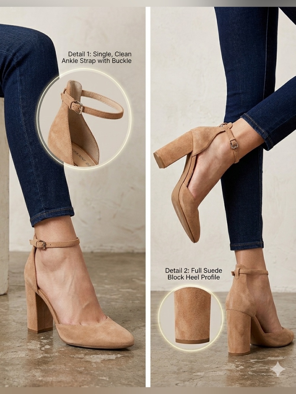 Gianni Bini LuLAA Spanish
Sand tan suede rounded-toe block
heel pumps GUC 9.5